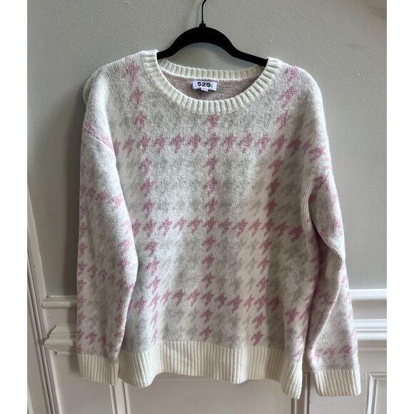 Low Price! 525 America Pink & Cream Houndstooth Sweater – Size Medium - Picture 1 of 3